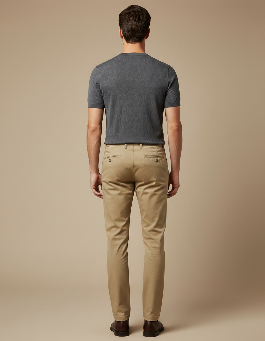 Pantalon Chino Extensible Homme - Beige Gabardine - vue 2