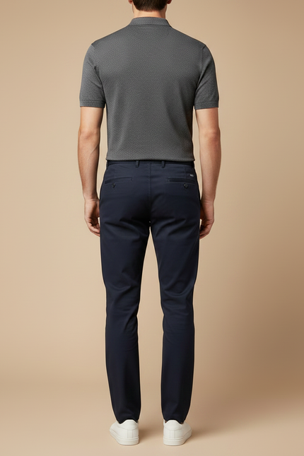 Pantalon Chino Decontracte - Marine Gabardine - vue 2