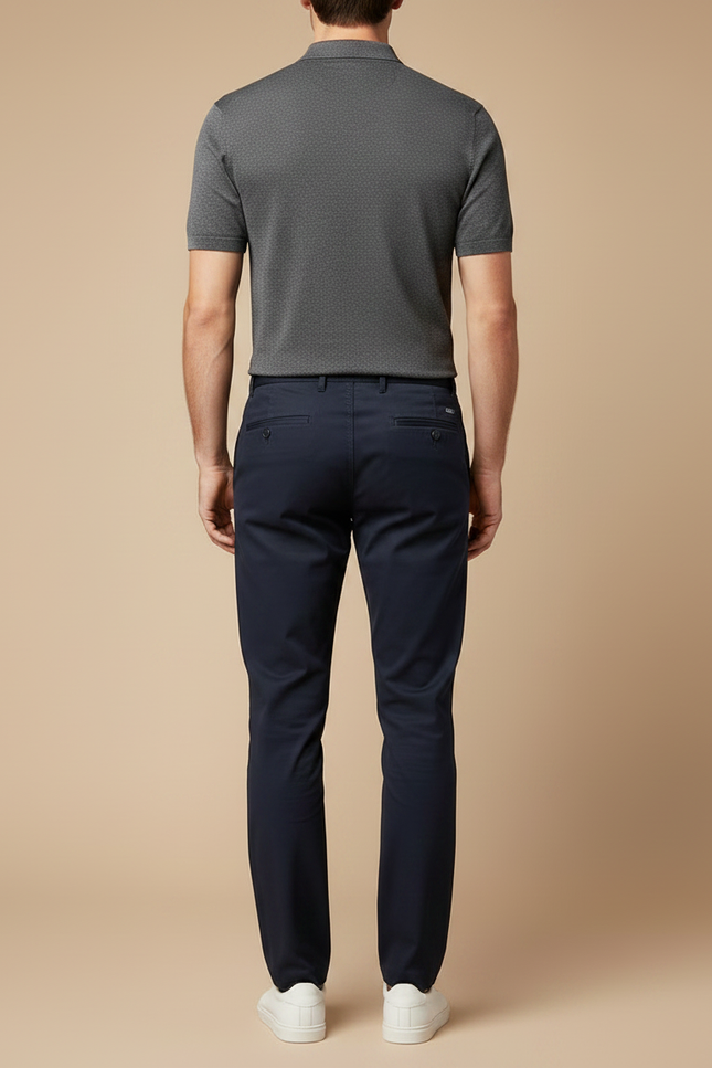 Pantalon Chino Decontracte - Marine Gabardine - vue 2