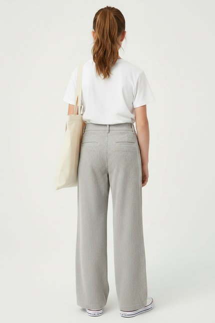 Pantalon Chino Gris Côtelé Droit Enfant Décontracté - Cordé - vue 2