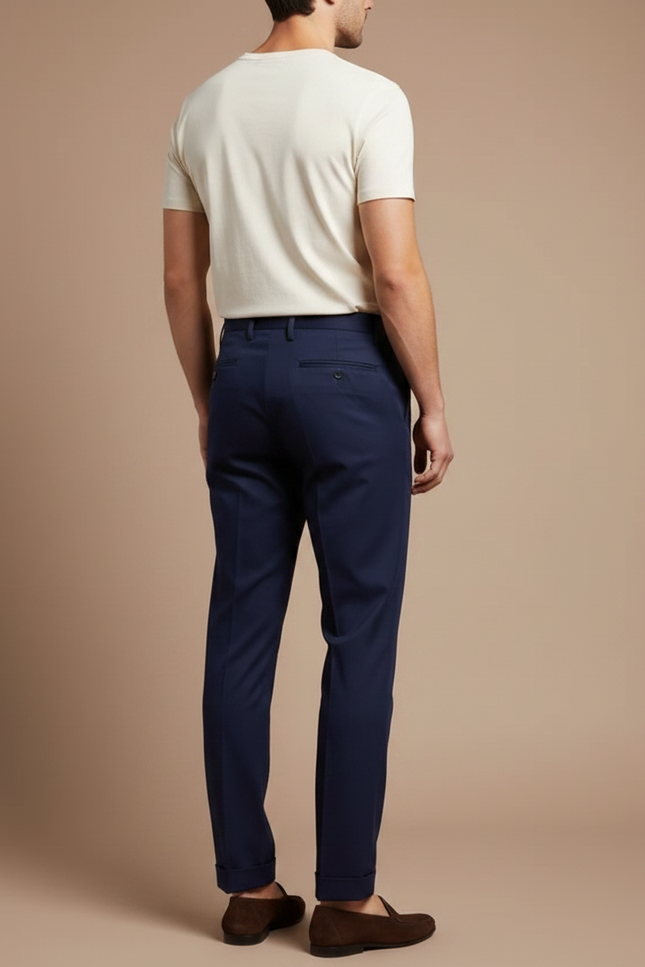Pantalon Chino Homme Bleu Marine Tapered Coton - Gabardine - vue 2