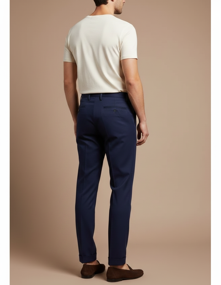 Pantalon Chino Homme Bleu Marine Tapered Coton - Gabardine - vue 2