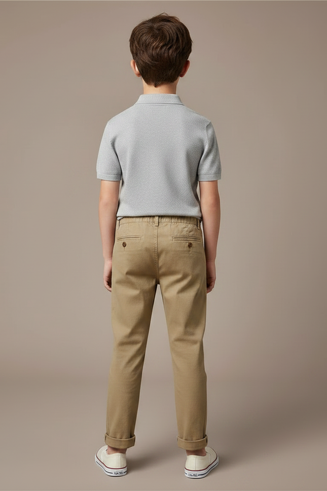 Pantalon Chino Garçon Kaki Tapered - Beige Gabardine - vue 2