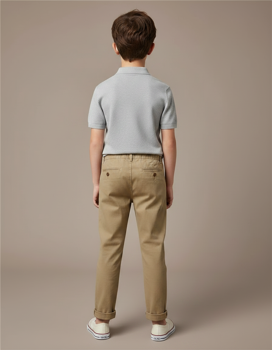 Pantalon Chino Garçon Kaki Tapered - Beige Gabardine - vue 2