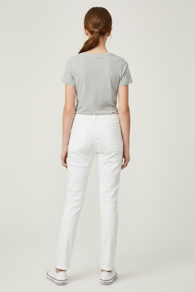 Pantalon Chino Blanc Coton Slim Enfant Fille - vue 2