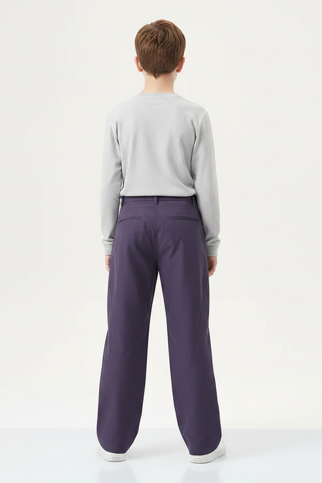 Pantalon Chino Violet Ample Cargo Décontracté Garçon - Gabardine - vue 2
