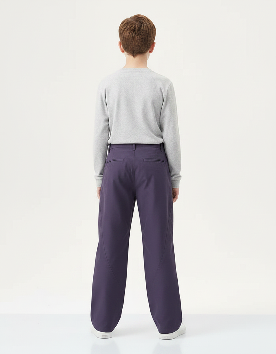 Pantalon Chino Violet Ample Cargo Décontracté Garçon - Gabardine - vue 2