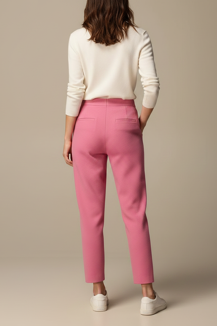 Pantalon Chino Rose Fuchsia Cropped Décontracté Femme - Tweed - vue 2