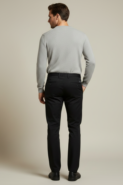 Pantalon Chino Noir Coton Droit Basique Homme - vue 2