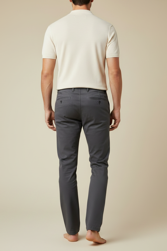 Pantalon Chino Gris Anthracite Coton Stretch Homme - vue 2