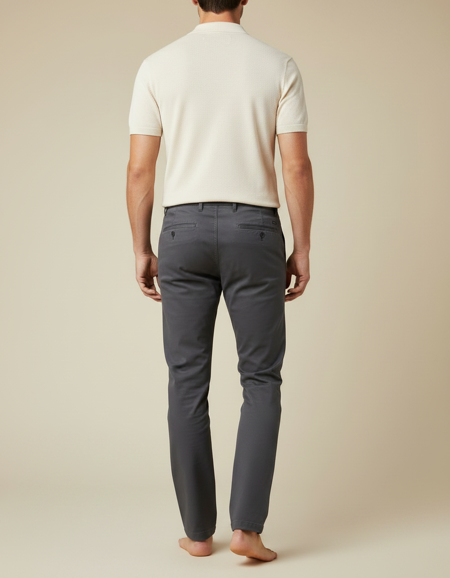 Pantalon Chino Gris Anthracite Coton Stretch Homme - vue 2