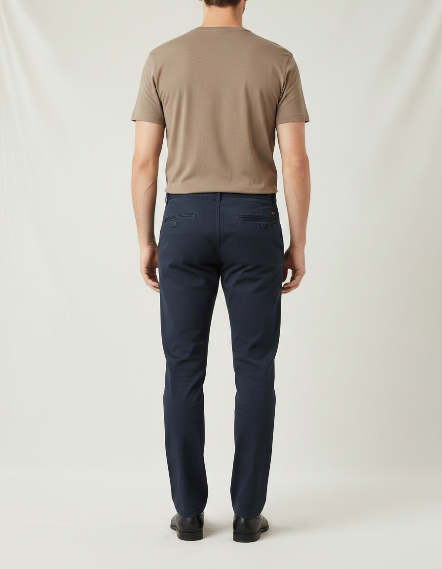 Pantalon Chino Bleu Marine Coton Slim Homme Élégant - vue 2