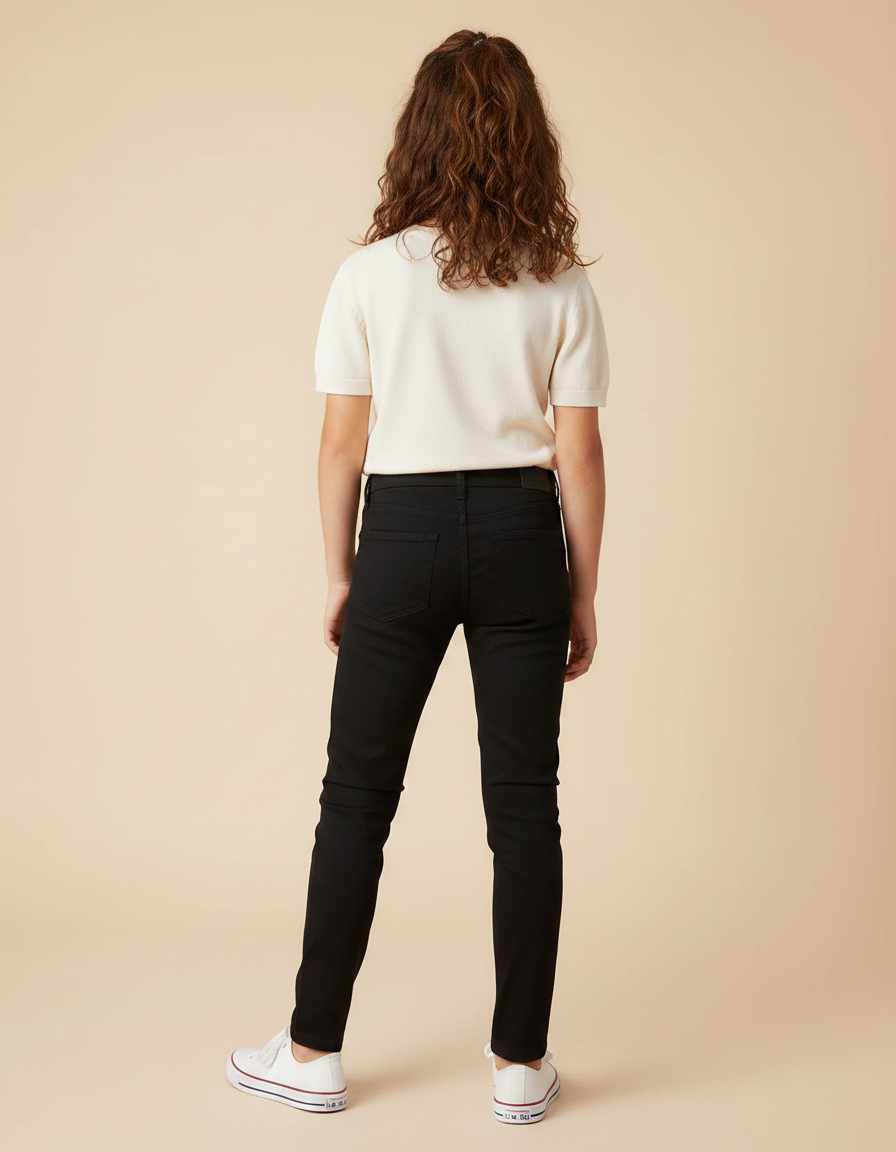 Pantalon Chino Noir Slim Coton Enfant Décontracté - vue 2