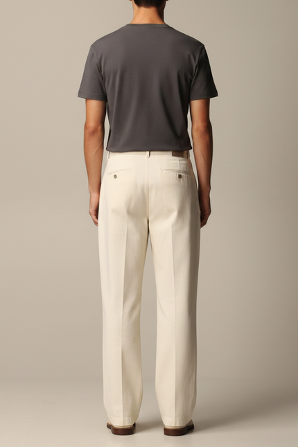 Pantalon Chino Beige Ample Coton Décontracté Homme - vue 2
