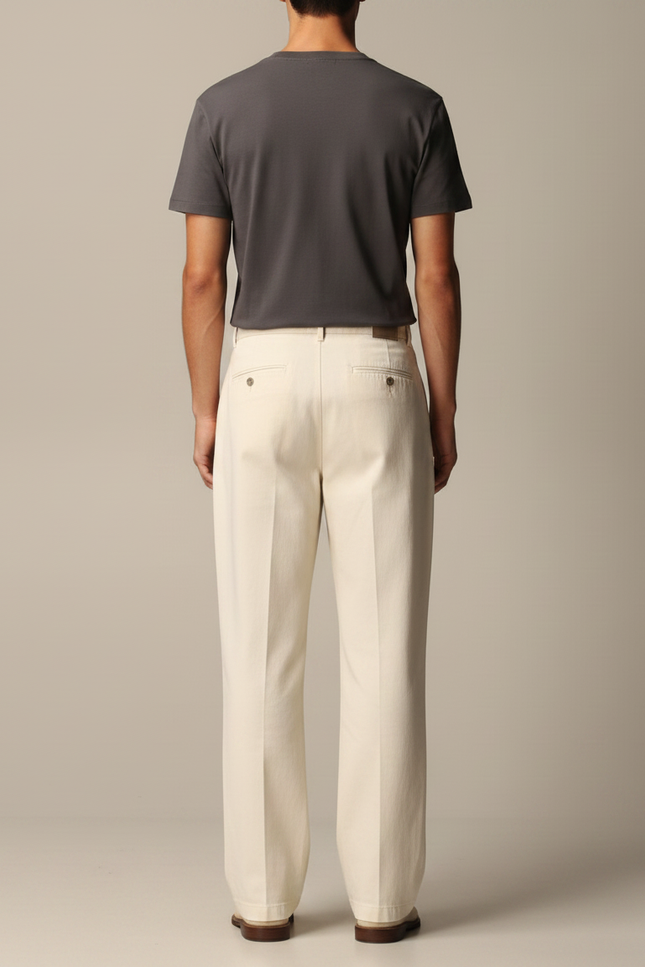Pantalon Chino Beige Ample Coton Décontracté Homme - vue 2