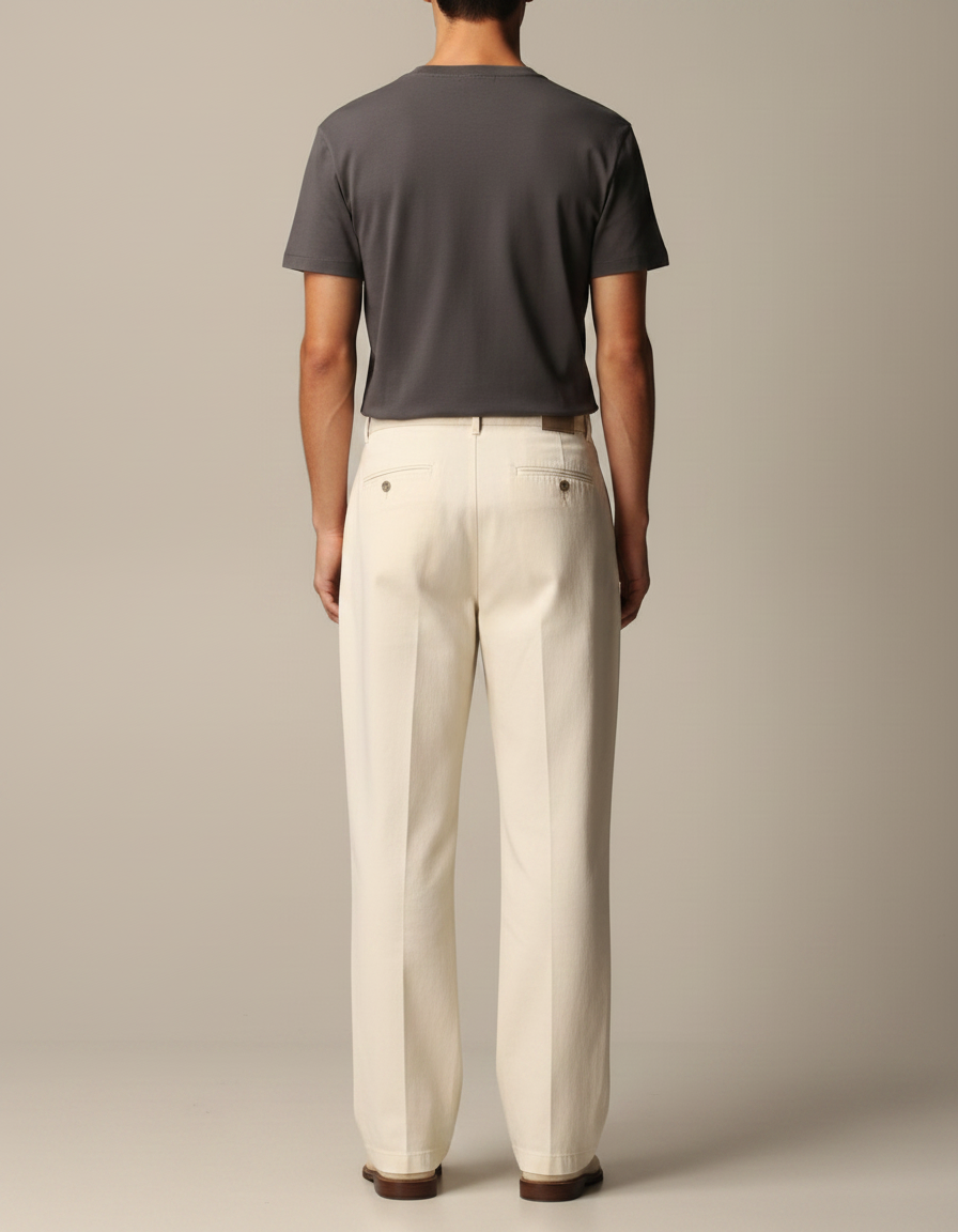Pantalon Chino Beige Ample Coton Décontracté Homme - vue 2