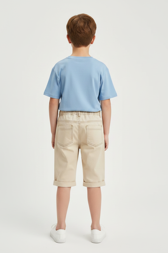 Pantalon Chino Beige Coton Décontracté Enfant Bermuda - vue 2