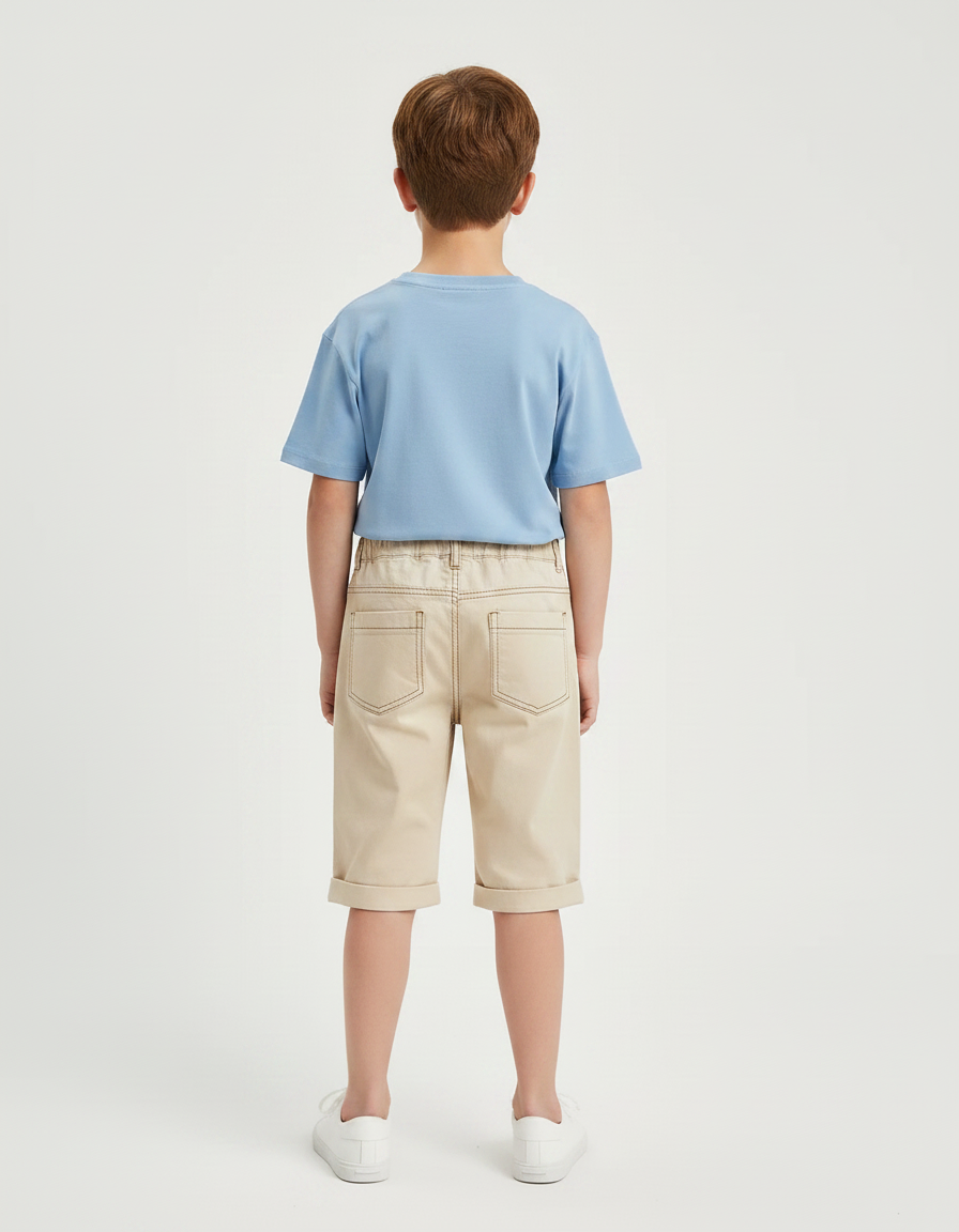 Pantalon Chino Beige Coton Décontracté Enfant Bermuda - vue 2