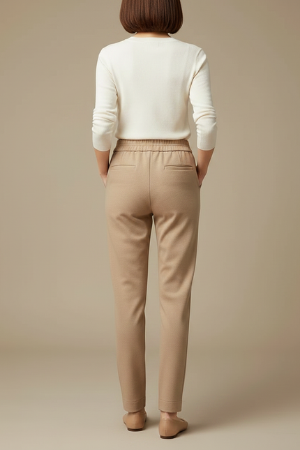 Pantalon Chino Beige Élastique Droit Femme Confortable - Molleton - vue 2