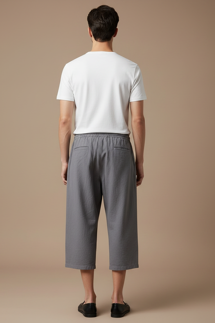 Pantalon Chino Gris Coton Ample Décontracté Homme - Lin - vue 2