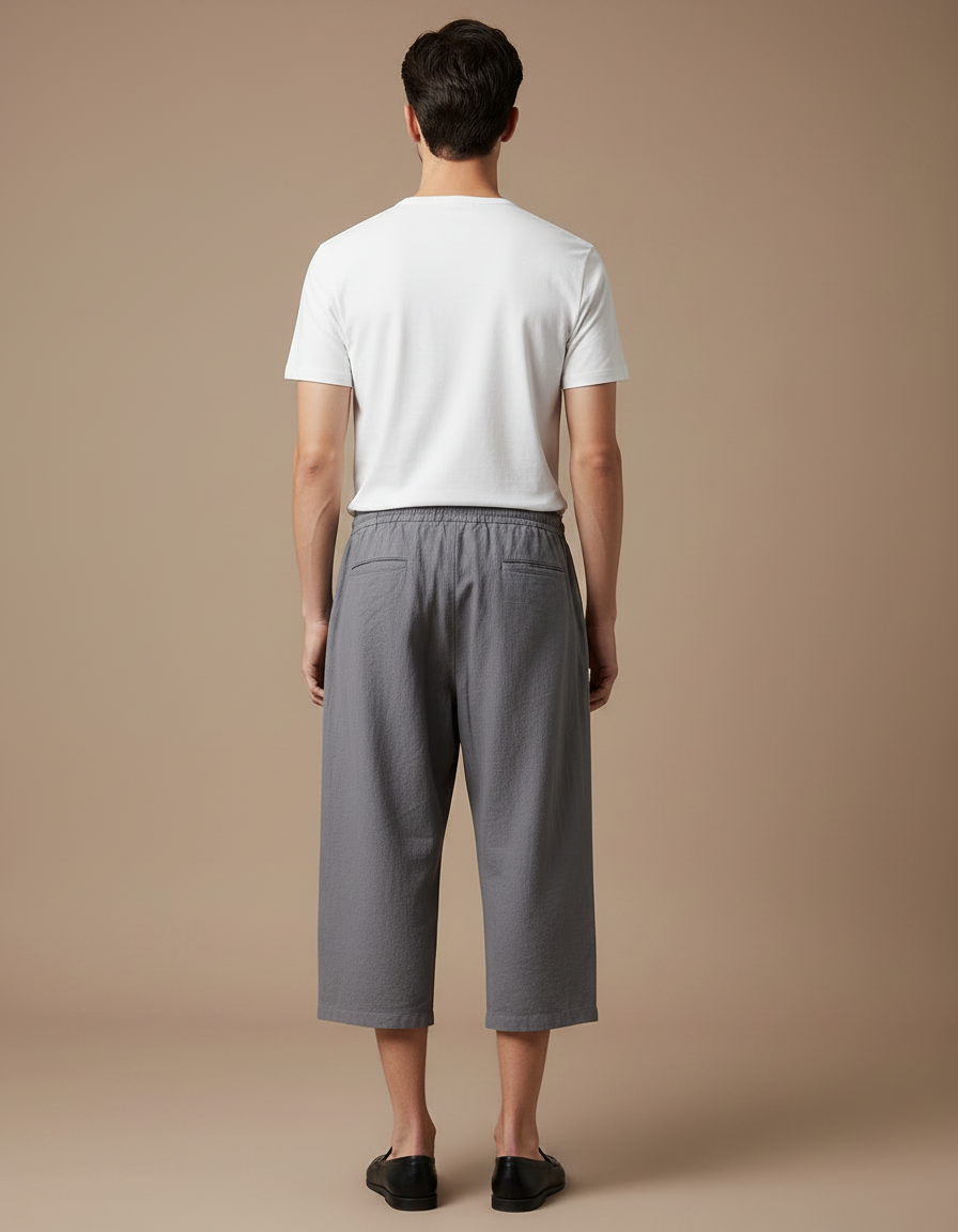 Pantalon Chino Gris Coton Ample Décontracté Homme - Lin - vue 2