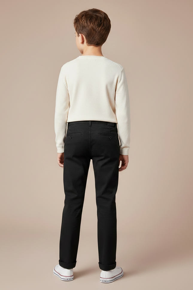Pantalon Chino Garçon Noir Tapered - Gabardine - vue 2