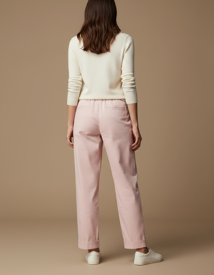 Pantalon Chino Rose Femme - Toile - vue 2