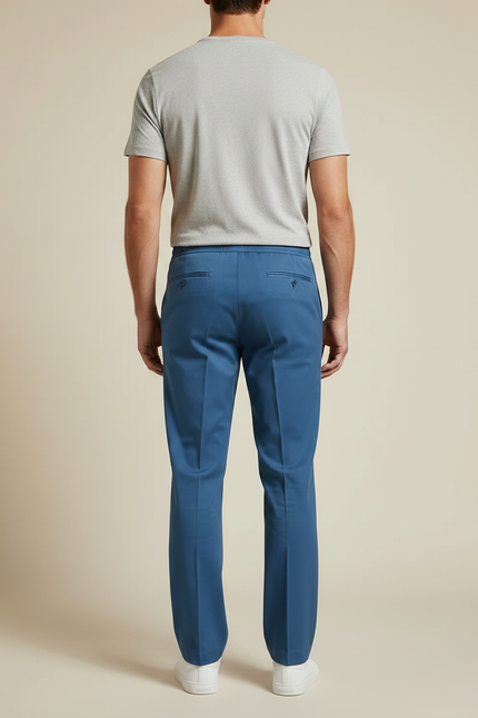 Pantalon Chino Bleu Droit Décontracté Cordon Homme - Gabardine - vue 2