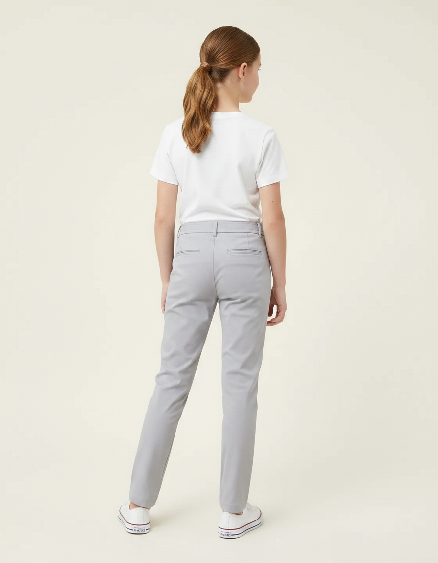 Pantalon Chino Gris Slim Stretch Enfant Décontracté - Gabardine - vue 2