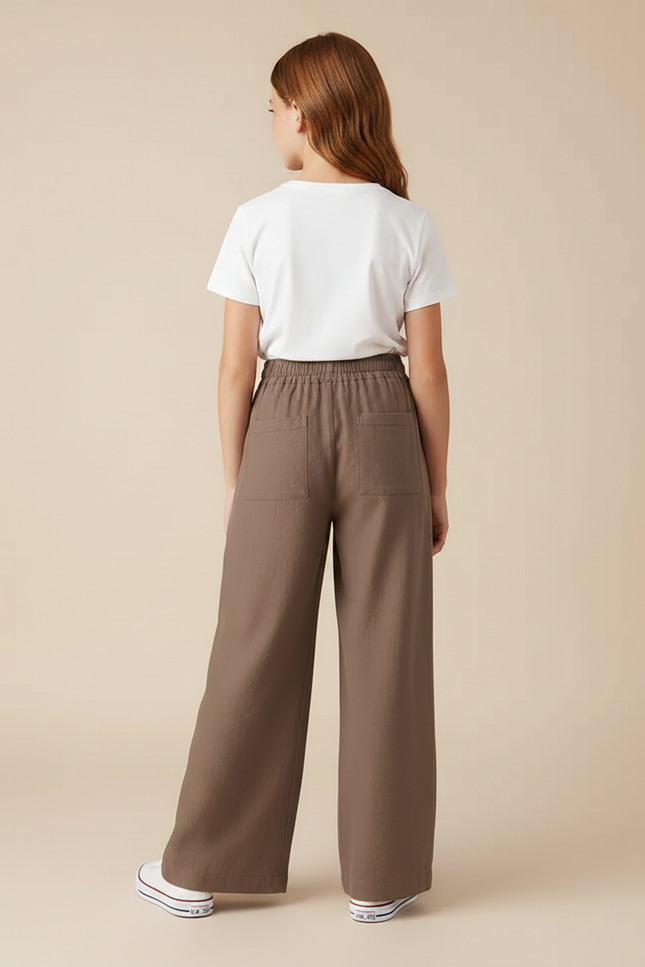 Pantalon Chino Marron Ample Fluide Décontracté Fille - Coton - vue 2