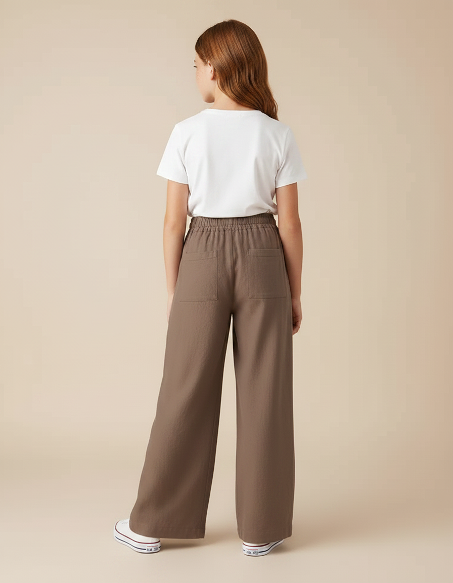 Pantalon Chino Marron Ample Fluide Décontracté Fille - Coton - vue 2