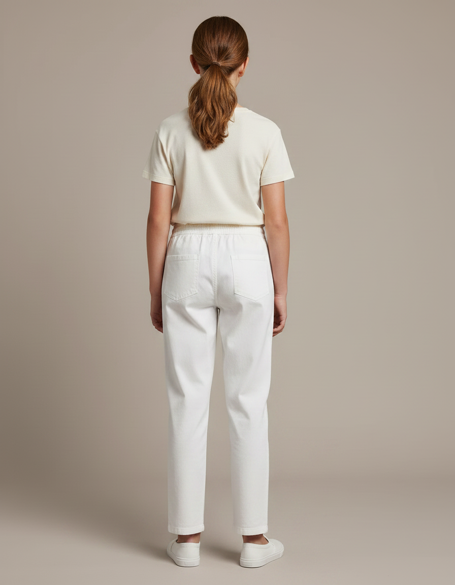 Pantalon Chino Blanc Droit Coton Confortable Fille - vue 2