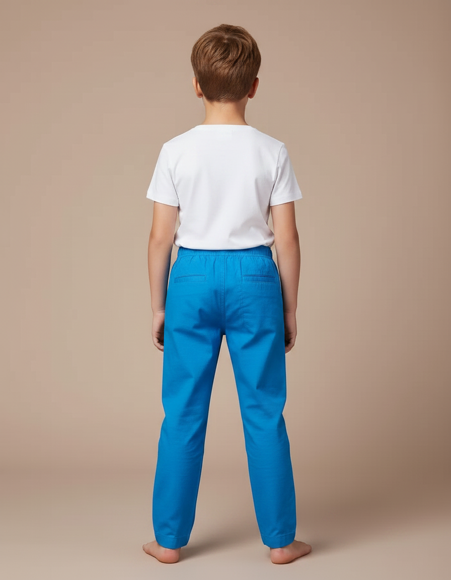 Pantalon Chino Bleu Coton Ample Enfant Décontracté - vue 2