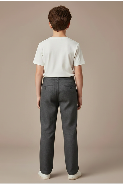 Pantalon Chino Gris Droit Coton Décontracté Enfant - vue 2