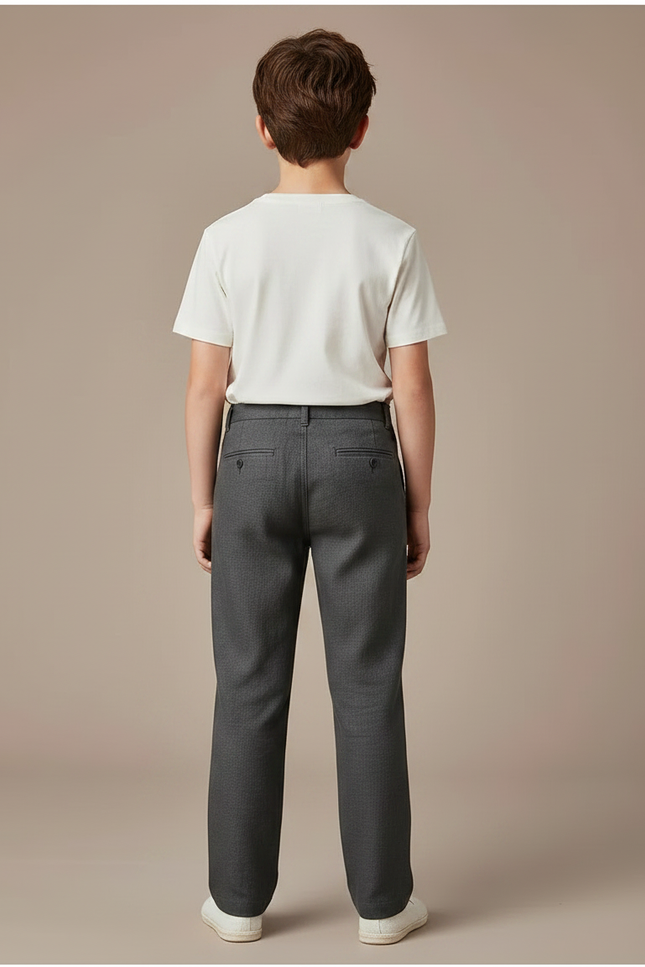 Pantalon Chino Gris Droit Coton Décontracté Enfant - vue 2
