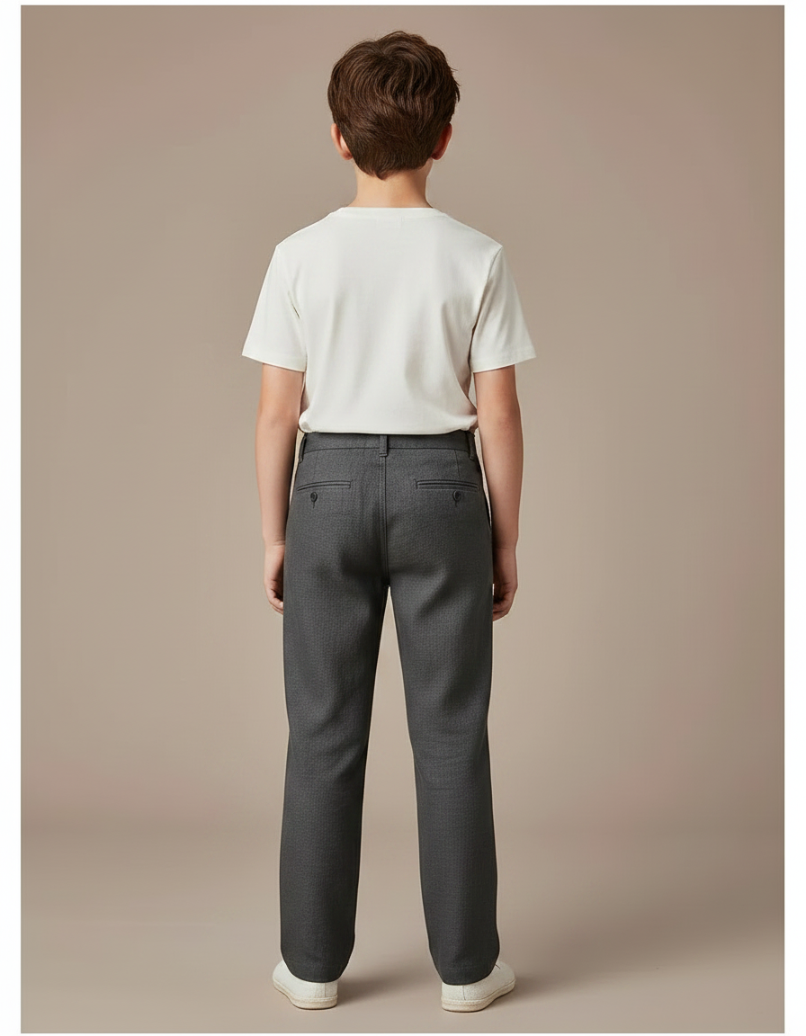 Pantalon Chino Gris Droit Coton Décontracté Enfant - vue 2