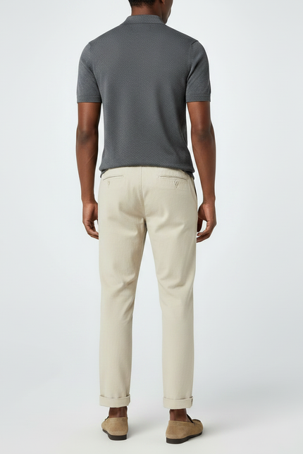 Pantalon Chino Beige Cordon Coton Décontracté Homme - vue 2