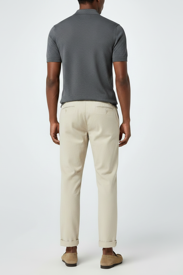 Pantalon Chino Beige Cordon Coton Décontracté Homme - vue 2