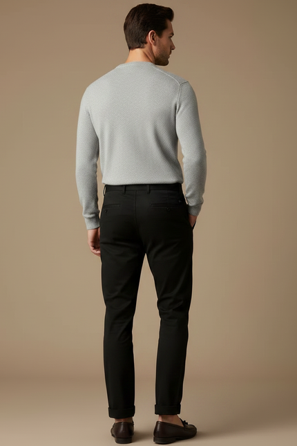 Pantalon Chino Noir Droit Homme Élégant Classique - Gabardine - vue 2