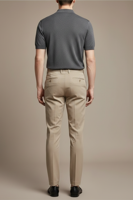 Pantalon Chino Kaki Slim Élastique Cheville Homme - Gabardine - vue 2