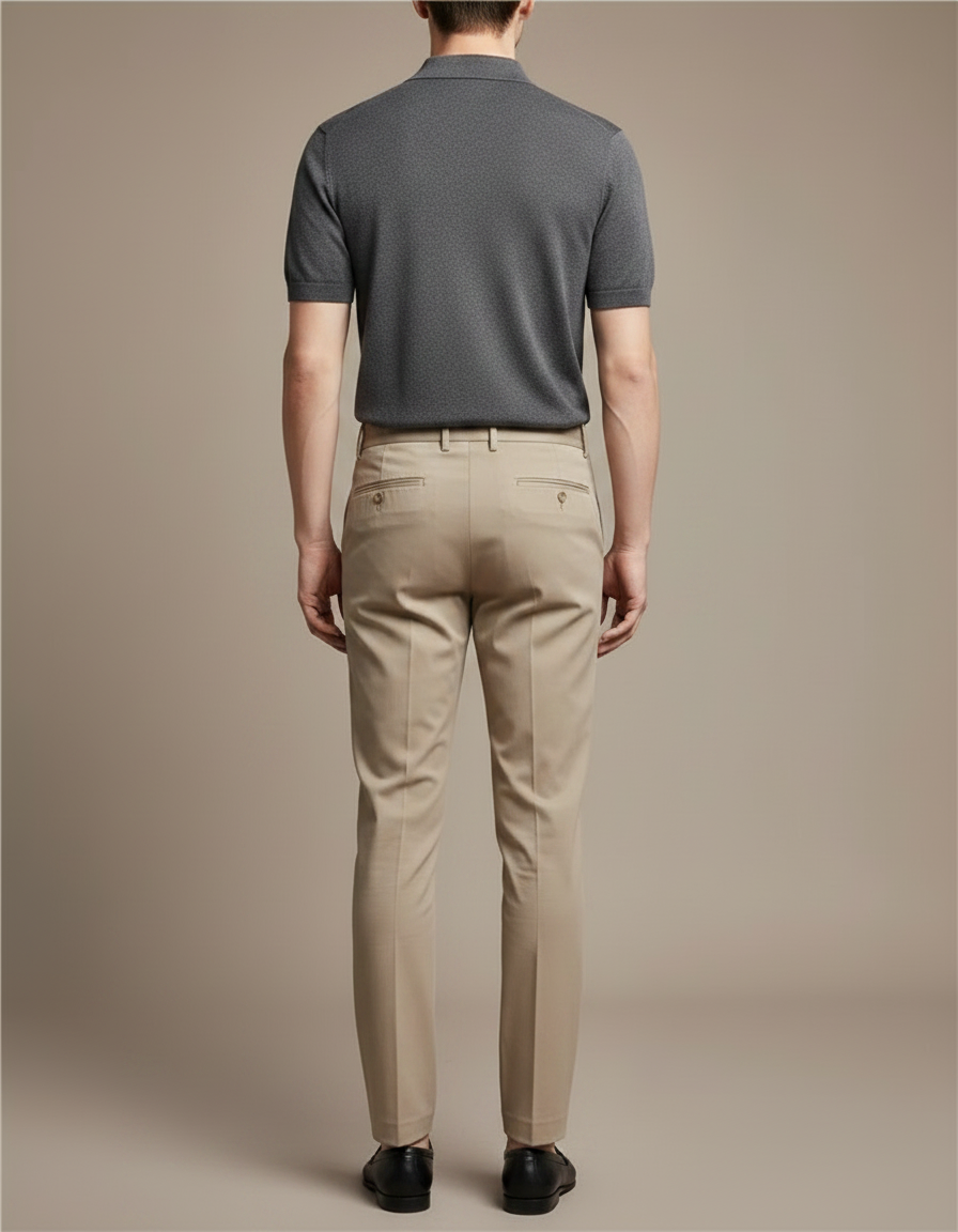 Pantalon Chino Kaki Slim Élastique Cheville Homme - Gabardine - vue 2