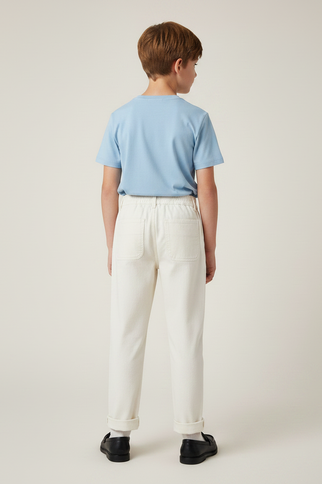 Pantalon Chino Écru Coton Droit Confortable Enfant - Beige - vue 2