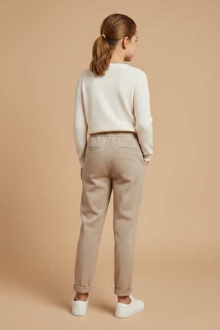 Pantalon Chino Beige Ample Décontracté Enfant - Molleton - vue 2