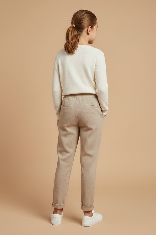 Pantalon Chino Beige Ample Décontracté Enfant - Molleton - vue 2