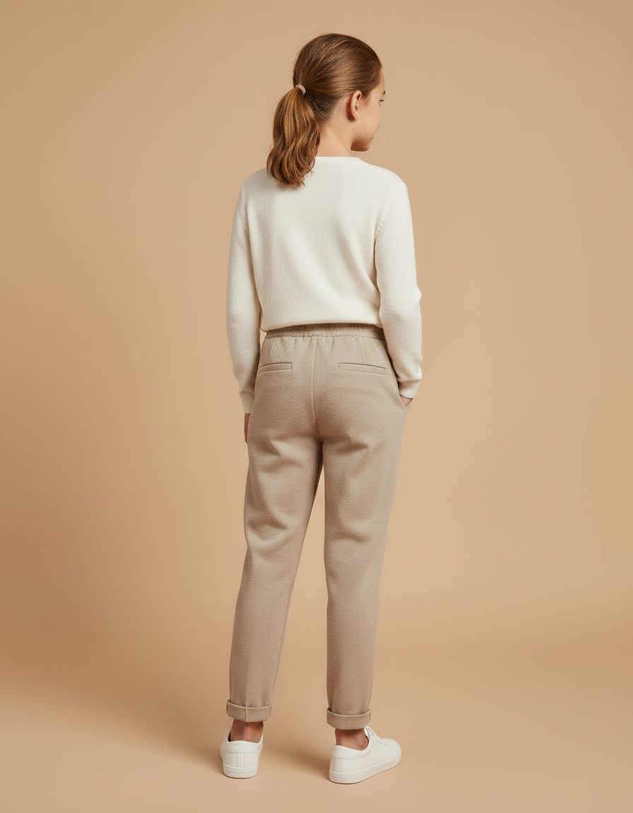 Pantalon Chino Beige Ample Décontracté Enfant - Molleton - vue 2