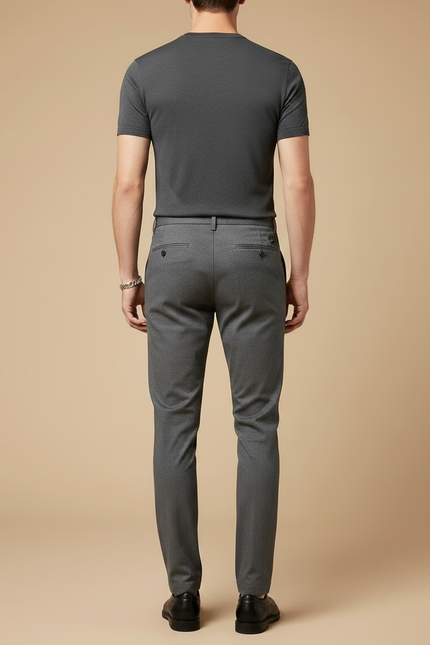 Pantalon Chino Gris Slim Élégant Habillé Micro-Motif - Polyester - vue 2