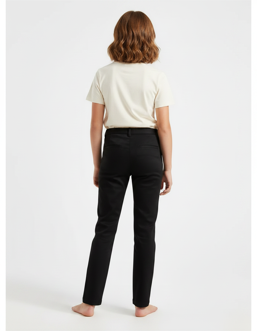 Pantalon Chino Noir Droit Classique Enfant - Gabardine - vue 2
