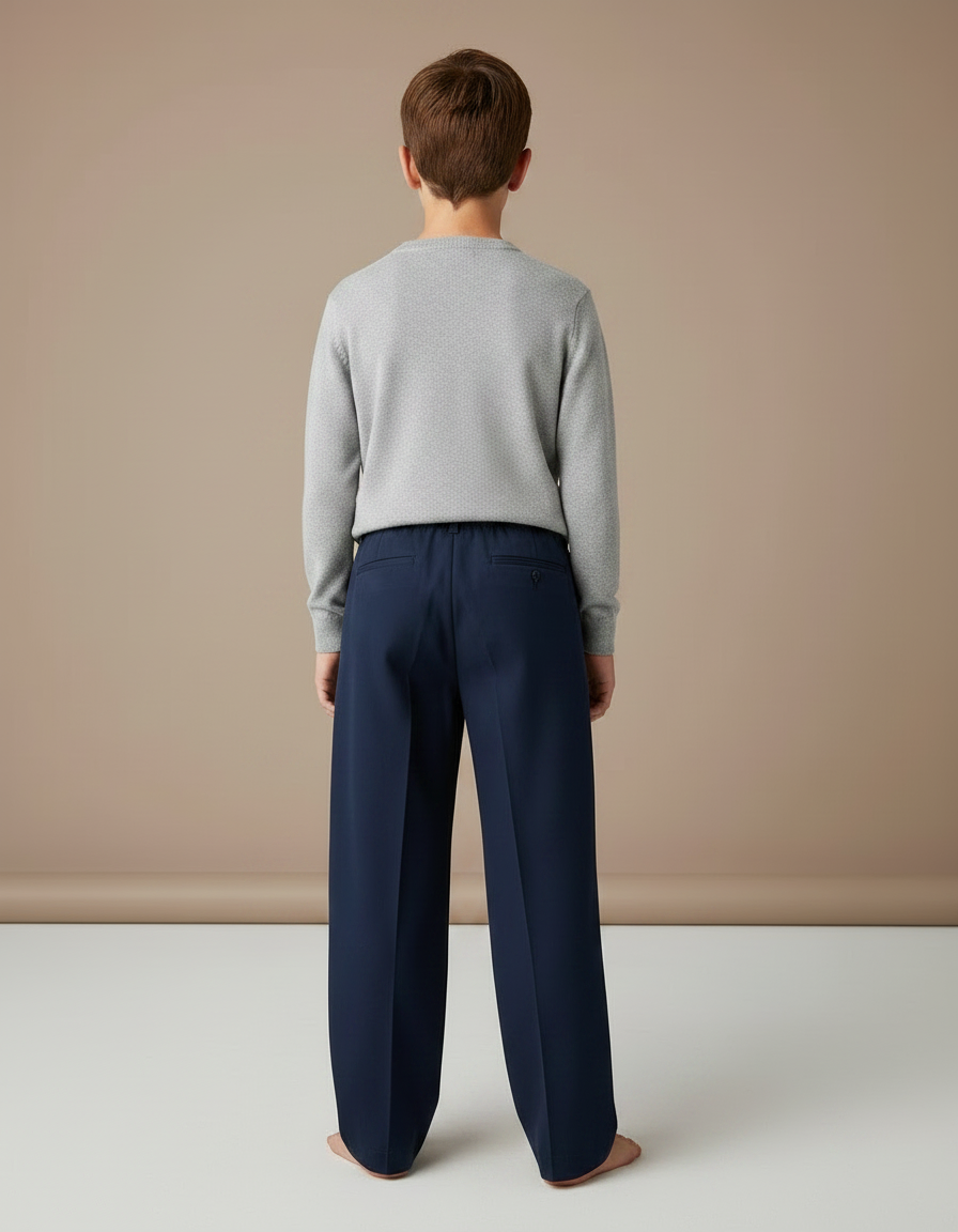 Pantalon Chino Bleu Marine Ample Coton Enfant - vue 2