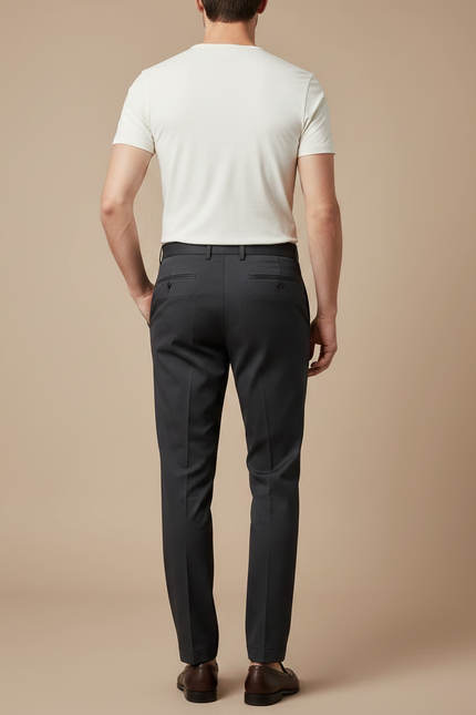 Pantalon Chino Gris Anthracite Plissé Élégant Homme - Gabardine - vue 2