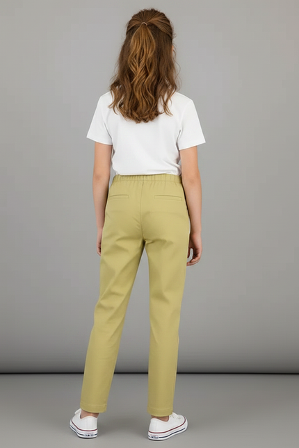 Pantalon Chino Vert Olive Coton Droit Enfant - Kaki - vue 2
